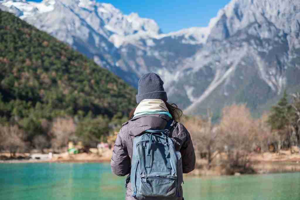 Young woman traveler traveling at Blue Moon Valley