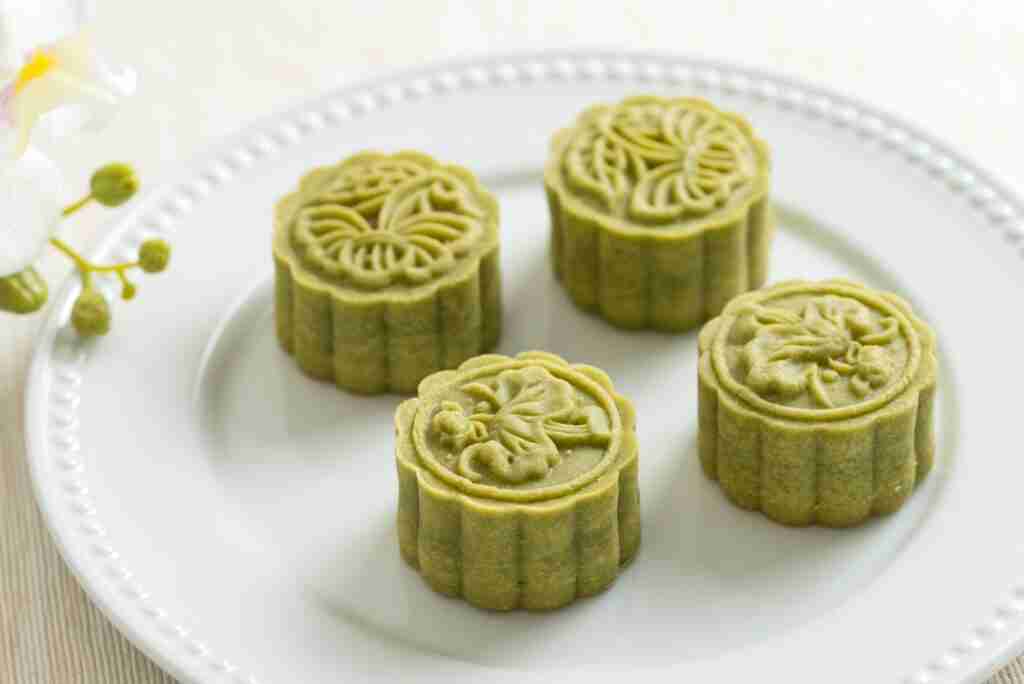 Traditional Chinese matcha green tea mooncake