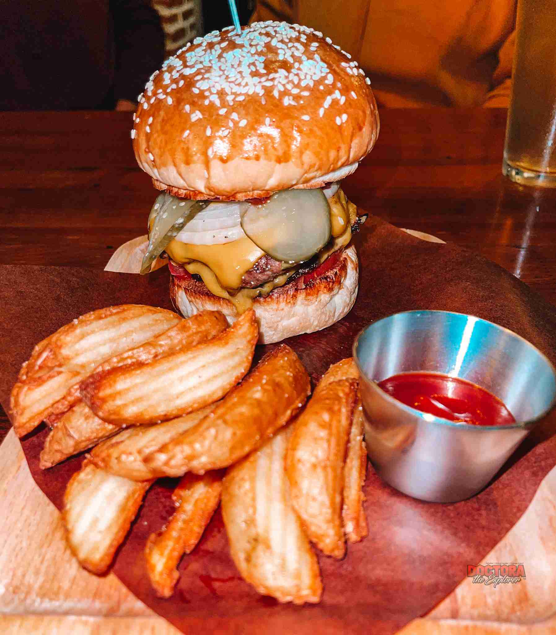 Spider Taproom Kitchen burger and fries